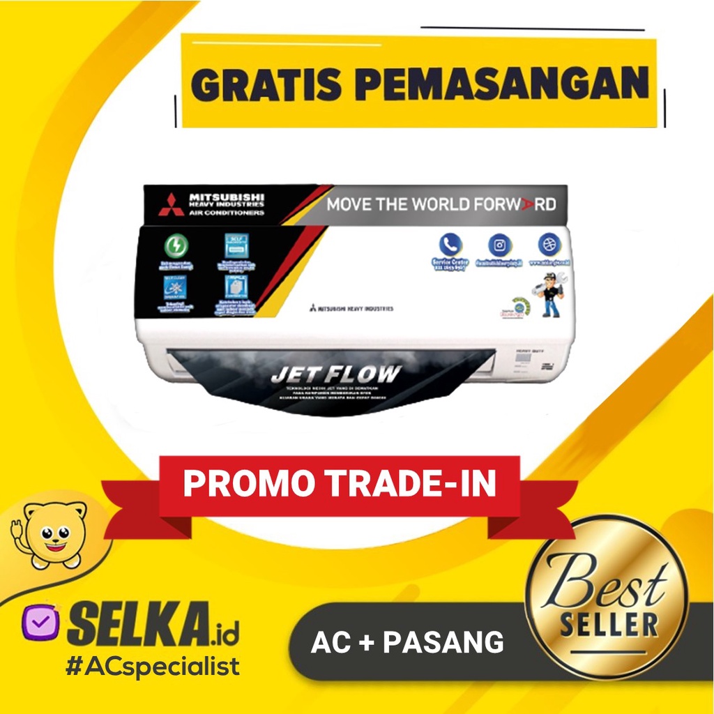 MITSUBISHI HEAVY INDUSTRIES SRK09CTR-S3 + PASANG AC SPLIT 1 PK STANDARD