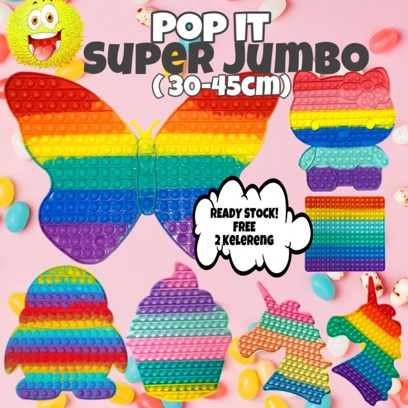 ❤️44CM❤️POP IT BT21 SUPER JUMBO 44CM,POP IT KARAKTER DORAEMON, BT21 30CM,40CM,POP IT SUPER JUMBO