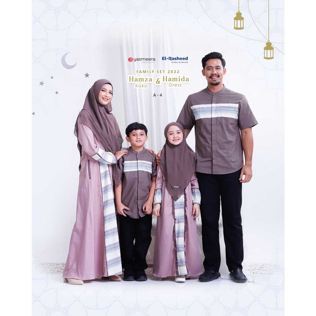 Couple Keluarga // Yasmeera Hamza Hamida A4 Fossil-Wood Mauve // Gamis Cople Pasangan Sarimbit Lebar