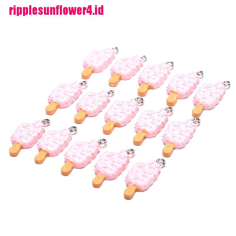 15pcs / set Liontin Bentuk Es Krim Bahan Resin Untuk Membuat Perhiasan Kalung