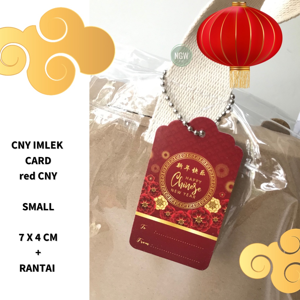 Kartu tag imlek CNY merah tiger + rantai set lengkap hampers goodiebag