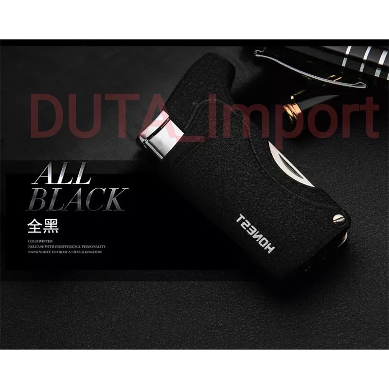 Honest Single Jet Flame double Punch Hole Lighter / Korek Api 1 Jet Crutu Isi Ulang Original Import