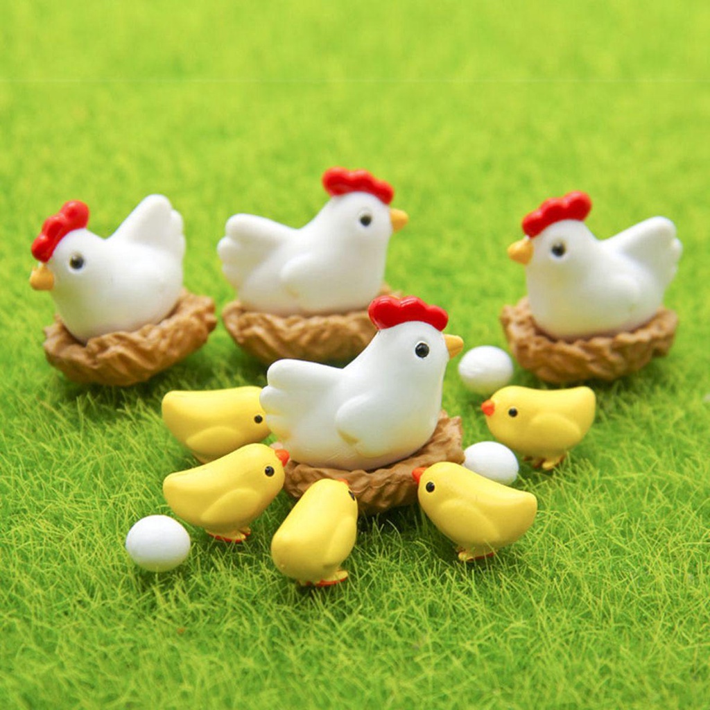 [Elegan] Miniatur Indah Peri Taman Lanskap Mikro Mini Hen Chick Telur Henroost Ornamen Kecil