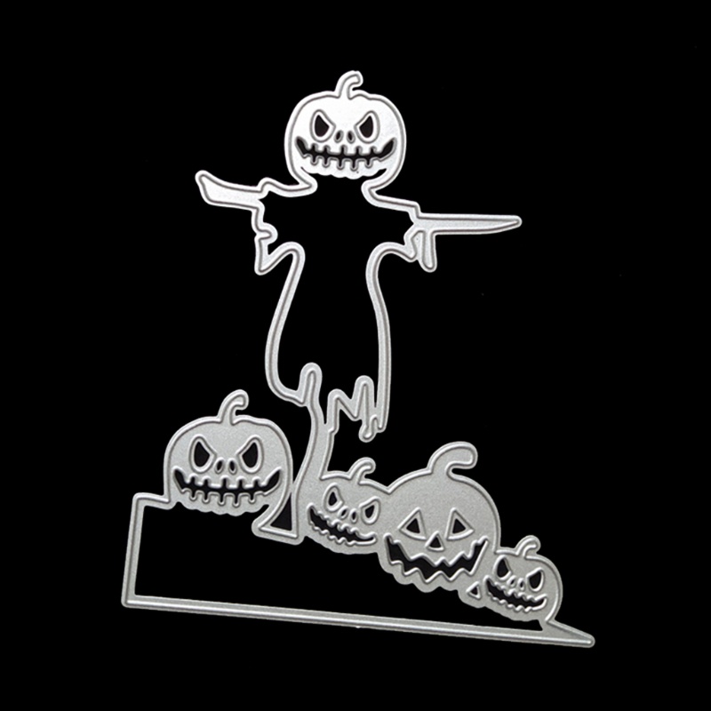 Cetakan Stensil Cutting Dies Motif Labu Halloween Bahan Metal Untuk Scrapbook / Craft DIY