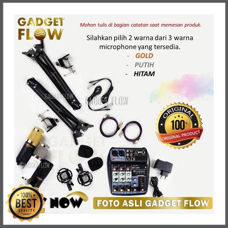 PAKET PODCAST Mic Microphone BM800 BM 800 Mixer A4 Youtube Recording - Gold GU-5117-988