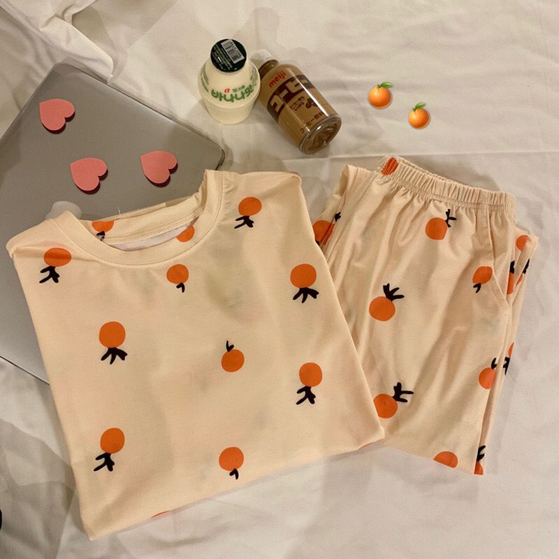 Blackpink Baju Tidur Set Baju + Celana Setelan Piyama Wanita Lengan Panjang Motif Kartun 4018