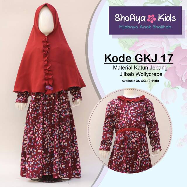 GKJ017 Gamis Syari Anak Muslim Gamis Unik Gamis Lucu Katun Jepang Shofiyakids