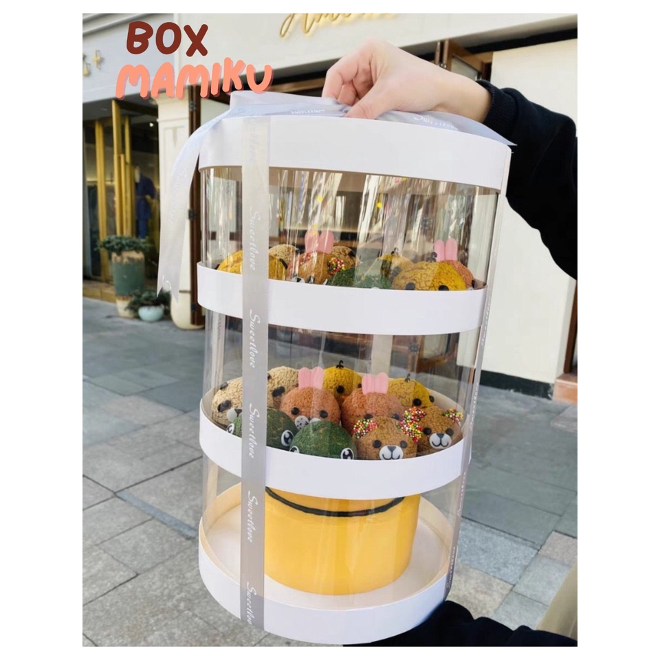 Kotak Kue Tabung Mika Cake Box 2 Tingkat & 3 Tingkat Hadiah Bunga