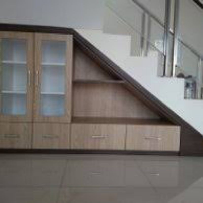 Lemari Bawah Tangga Minimalis HPL