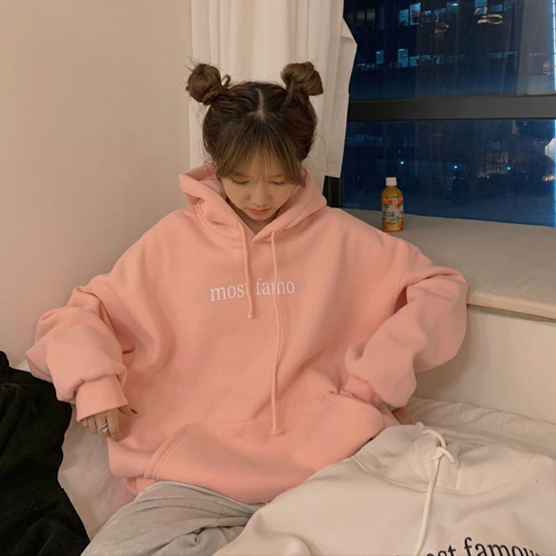 Hoodie MOST FAMO (S - 6XL) Korean Style Unisex Jaket Fleece BIGSIZE JUMBO Oversize S M L XL 2XL 3XL XXXXL XXXXXL BIG Pria Wanita Peach Hitam Putih Cute Soft