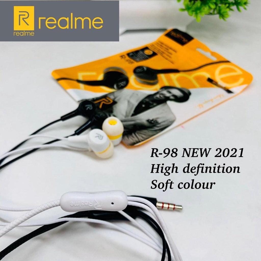 Headset REALME R98 Music Earphone Stereo 3.5mm Jack Audio Mic with Answer Call End Mute Button