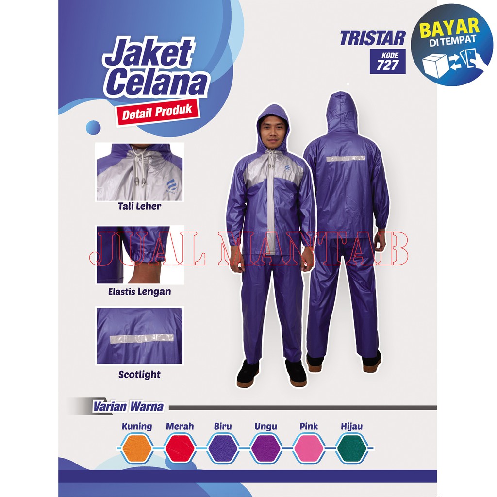 Jas Hujan Setelan Jaket Celana Plevia 727 Tristar / Raincoat Jas Hujan Stelan Remaja Pria Wanita