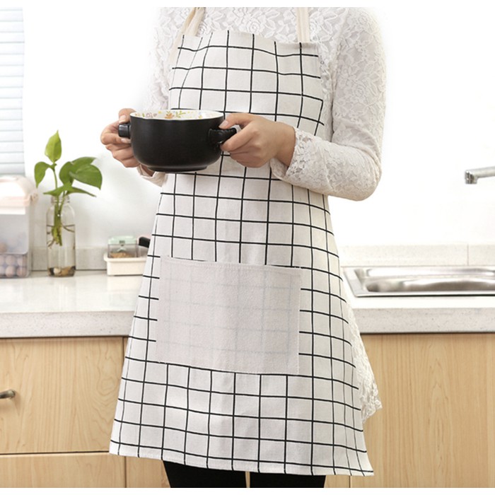 Celemek dapur 626 motif KOTAK kain katun Apron koki masak cotton