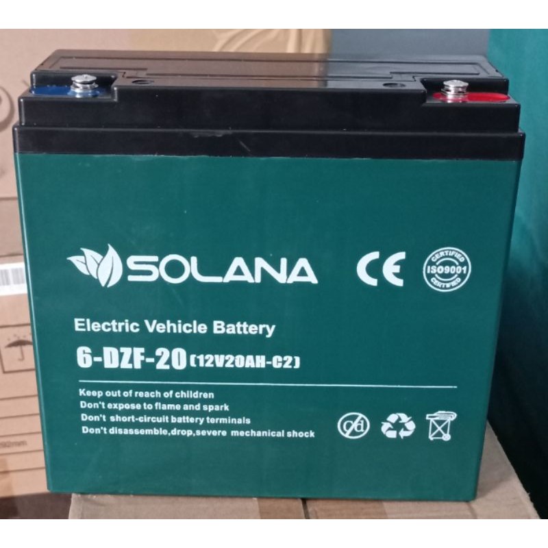 Aki Baterai Solana Motor Mobil Listrik EVB 6DZM20 12 V 20 AH 12v 20ah SOLANA 20AH aki motor liistrik aki sepeda listrik