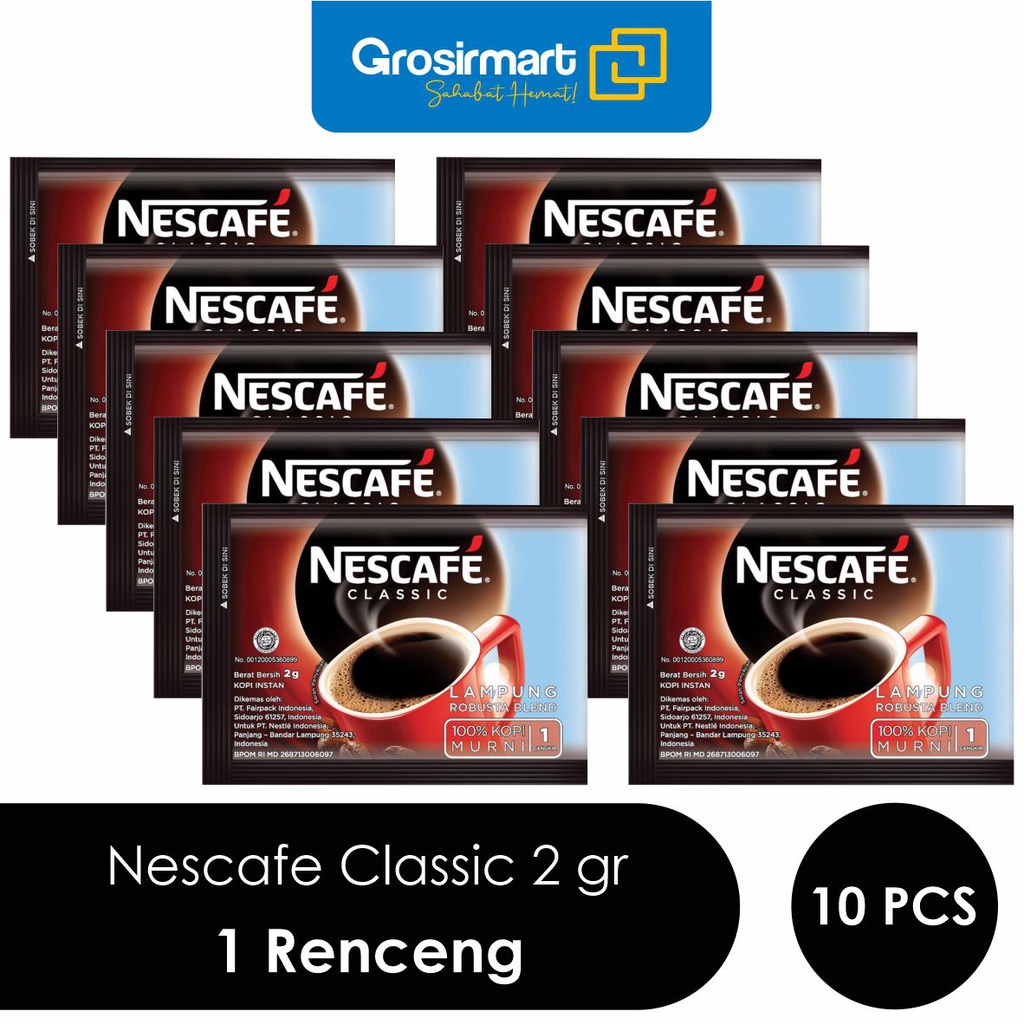 

nescafe classic 2 gr | 1 renceng (10 pcs)