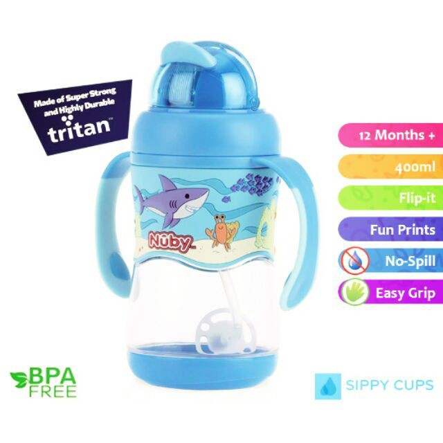 Nuby Tritan Flip It with Weighted Straw - 400 ml