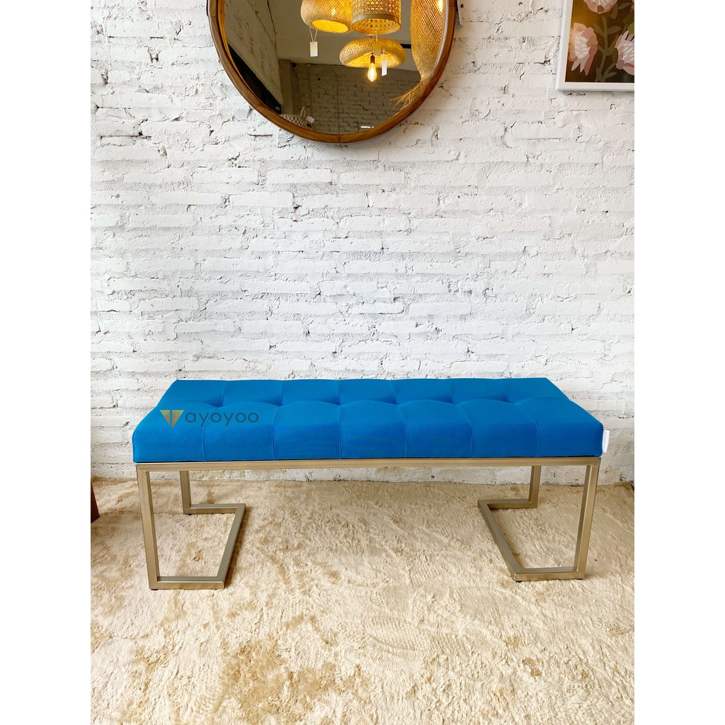 Ayoyoo Sea Blue Elle Gold Bench - Kursi Besi