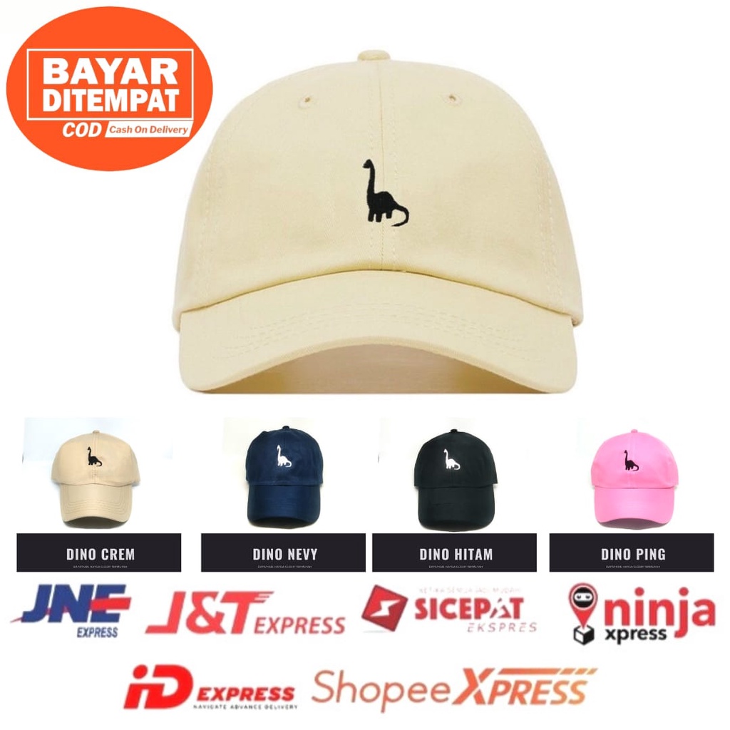 Topi Baseball Topi Distro Bordir Brontosaurus Topi Pria dan Topi Wanita High Quality Pengait Cakup Besi