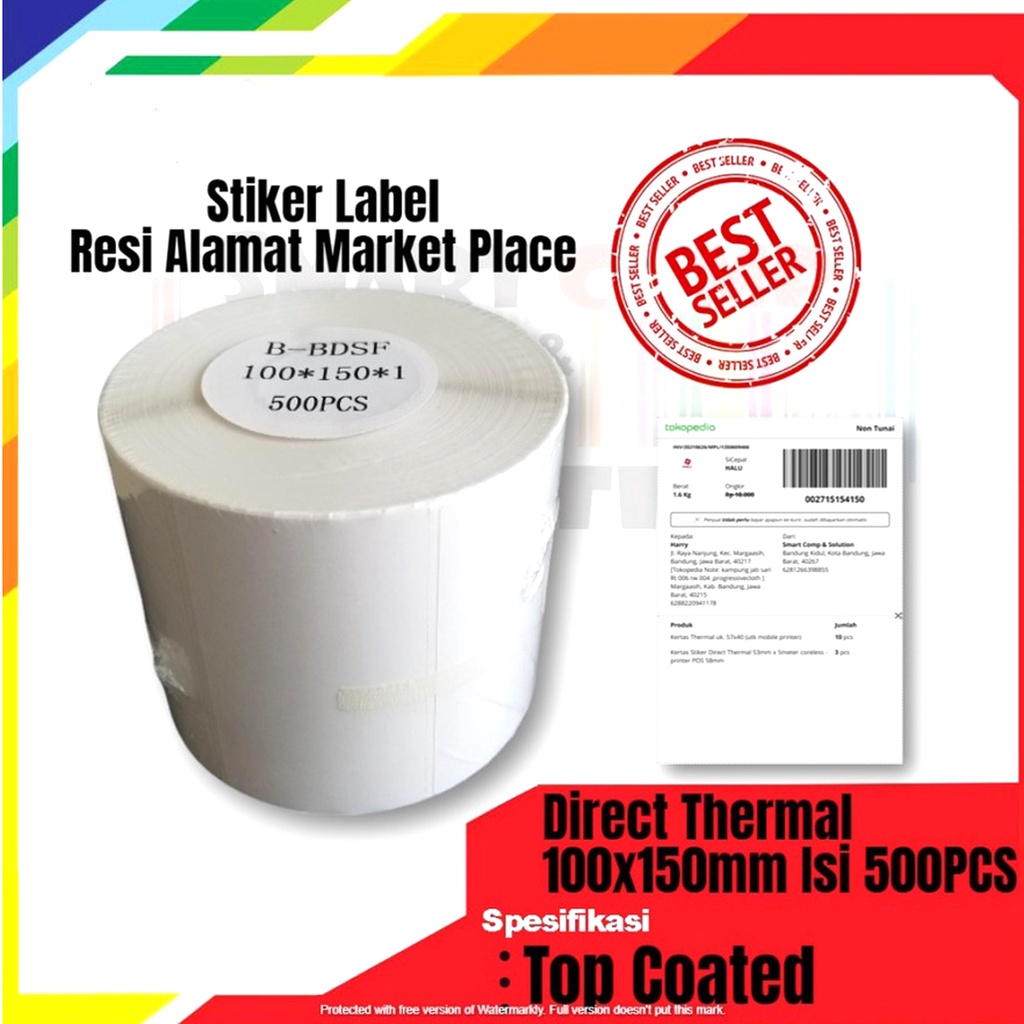 Label Resi Thermal Alamat Market place 100x150mm / 100x150 / 10x15cm / A6