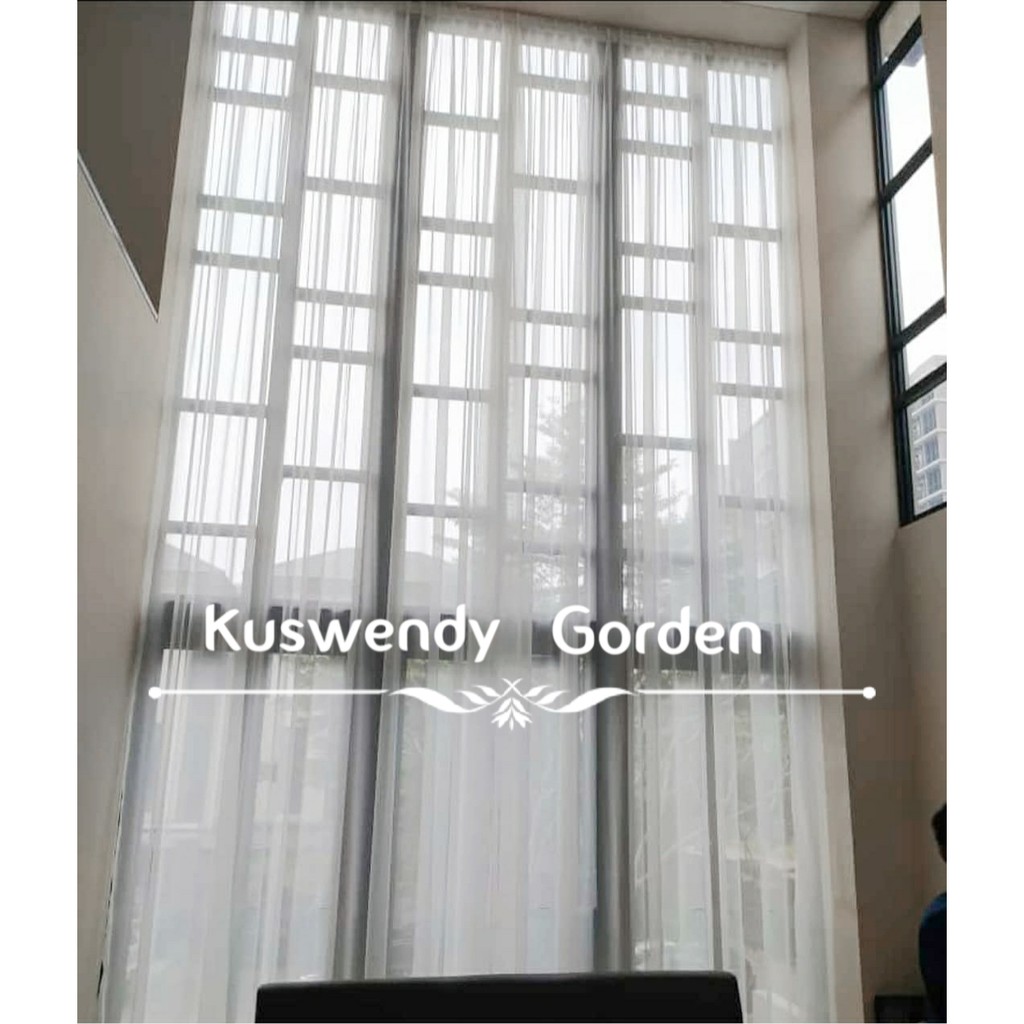 Gorden Vitrase Polos Tinggi 350 - 400 cm / 3.5 - 4 meter Hordeng Putih Plisket Jendela Pintu Tirai Minimalis