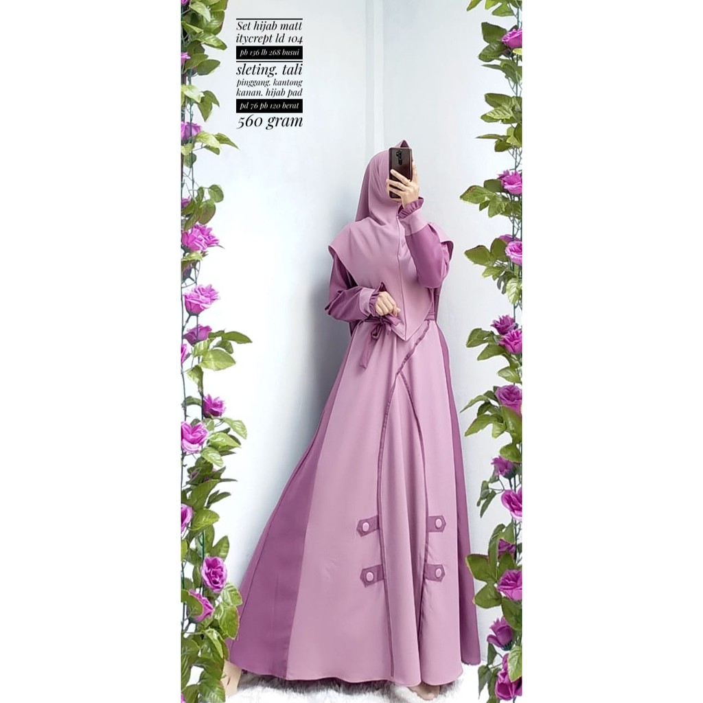 GAMIS SET SYARI ITYCREPE KANIA MODIS TERBARU BUSANA MUSLIM SIMPLE POLOS