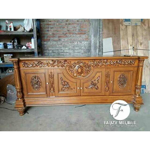 Meja Tv Ukiran , Bofet Tv Ukiran , Bofet Jati Mebel Jepara