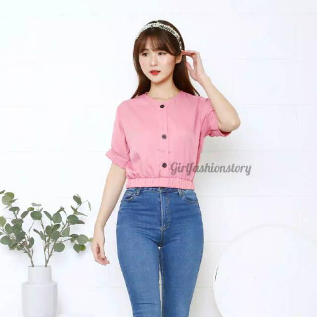 Crop zoya/blouse pinggang karet