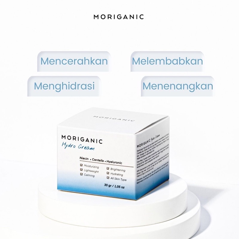 MORIGANIC Hydro Cream Moisturizer 30gr | Niacinamide, Centela Asiatica, and Hyaluronic Acid - Pelembab Wajah