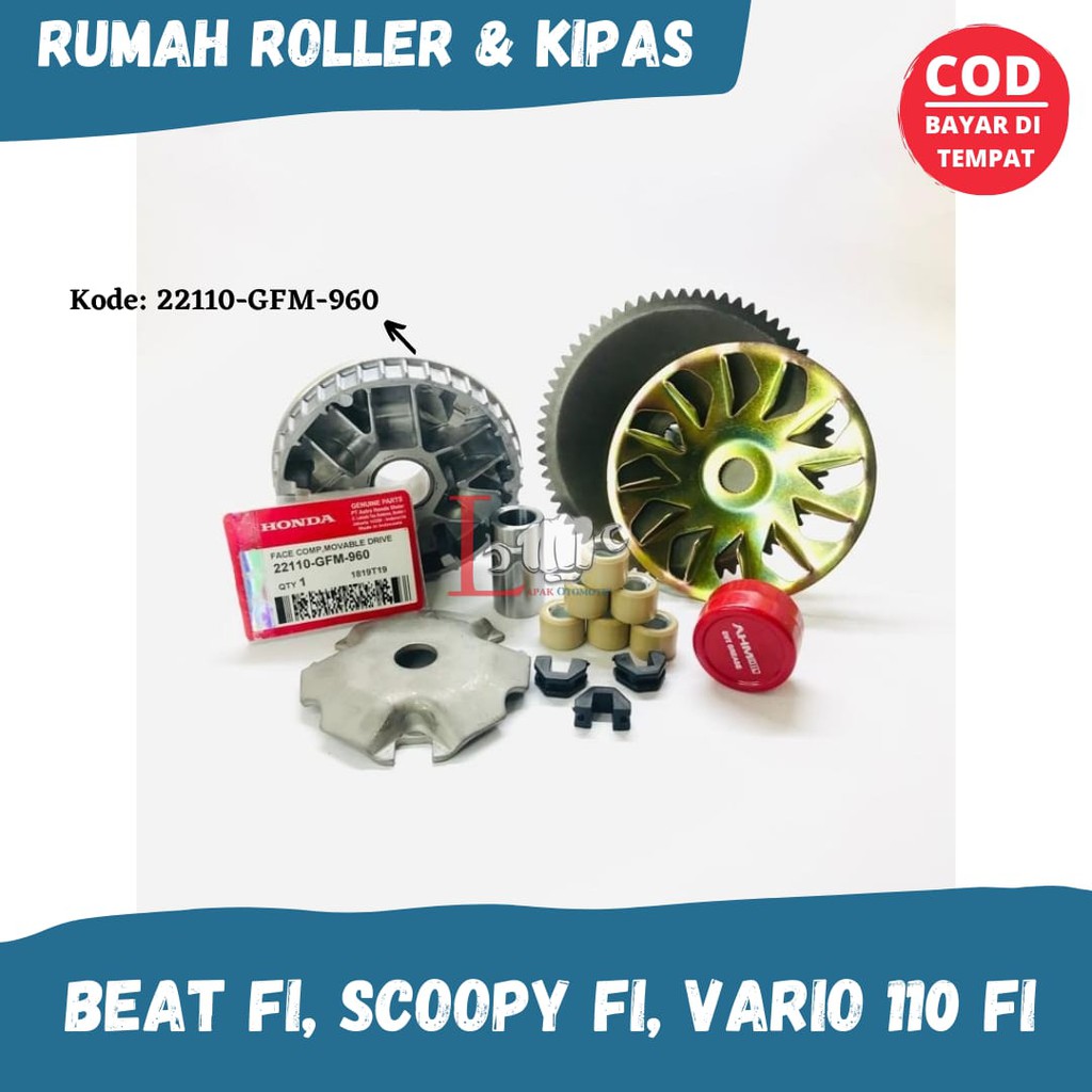 RUMAH ROLLER SET BEAT FI, SCOOPY FI & KIPAS CVT BEAT FI , SCOOPY FI kbs
