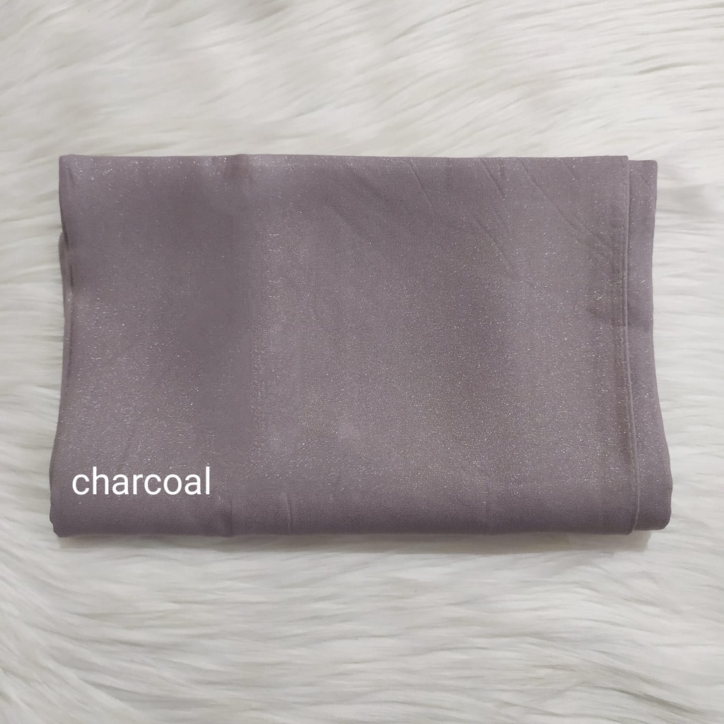 Termurah PASHMINA Nur Shinar LC Azara / PASMINA Glowing Nur Shinar lc/ PASMINA sinar lc-Charcoal