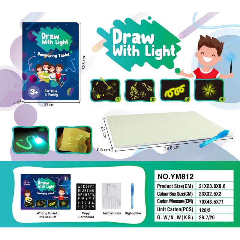 Zzz Papan Tulisan Magic Draw with Light Fun Developing Toy Fluorescent Drawing