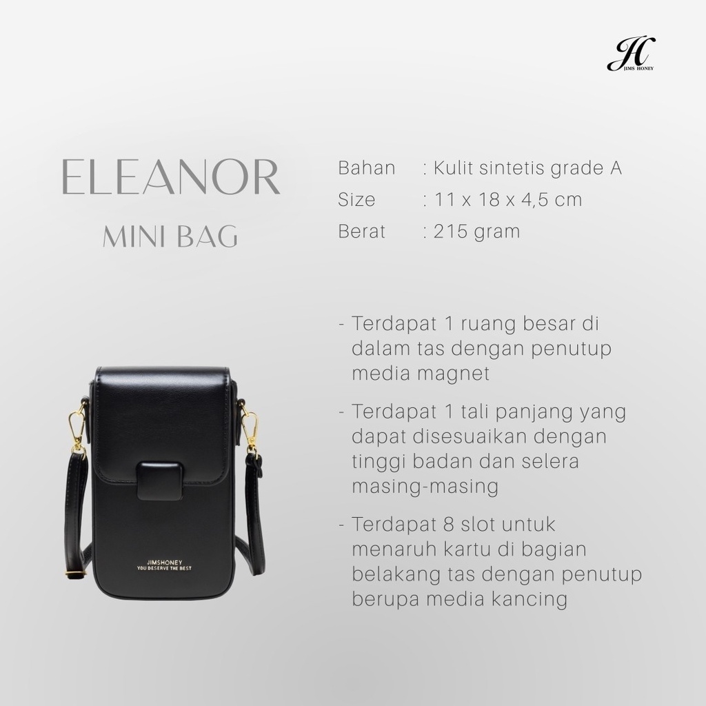 Jims Honey Eleanor Mini Bag Tas Selempang Fashion Wanita Import Korea Hangout Casual Jimshoney Ori