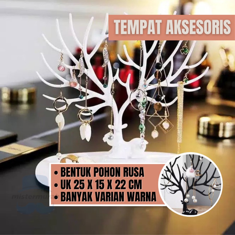 Wadah Bentuk Rusa Tempat Aksesoris Anting Kalung Cincin Hiasan Pajangan Pohon