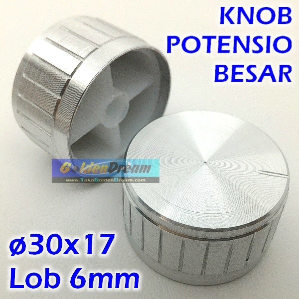 Knob Potensio BESAR Silver Aluminium Tutup Potensiometer Putar Volume