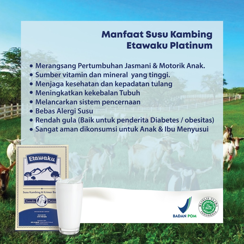 (READY STOCK) Etawaku Platinum - Susu Kambing Etawa Tinggi Kalsium &amp; Rendah Gula Bebas Alergi &amp; Tulang Kuat Lancarkan Sistem Pencernaan Tingkatkan Kekebalan Imunitas Tubuh Isi 200gr