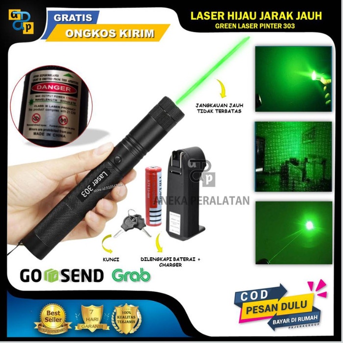 

Exclusive Laser Leser Hijau Green Laser Pointer Jarak Jauh 303 Baterai Charge