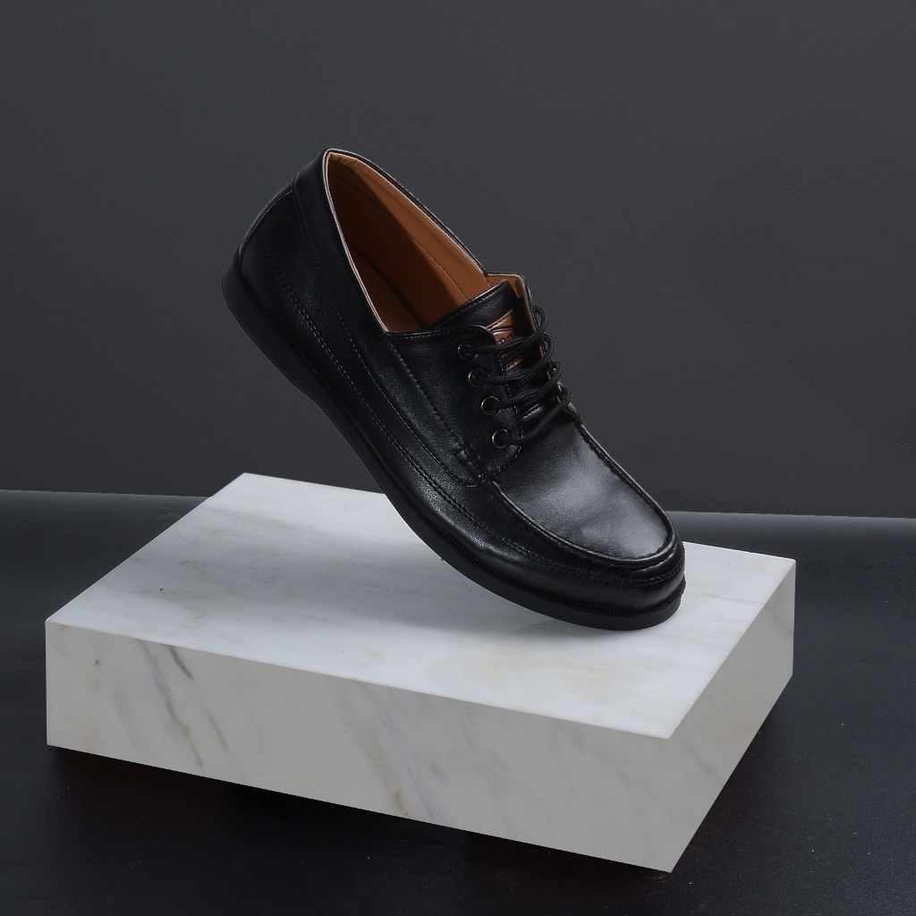 MARCO BLACK ORIGINAL x MONDAY Sepatu Formal Full Hitam Tali Pria Pantofel Kerja Kantor Dinas Resmi Guru Kantoran Pesta Pernikahan Kondangan Nikah Undangan Wedding Kuliah Casual Derby Oxford Semi Kulit Premium Footwear Big Size Jumbo Ukuran Besar 44 Keren