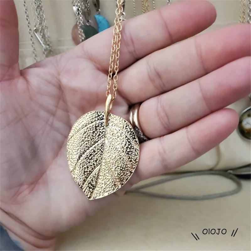 Kalung Rantai Panjang Desain Daun Gaya Retro Untuk Perhiasan Sweater ol2