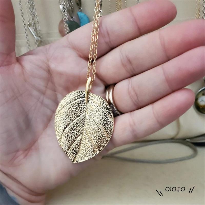 Kalung Rantai Panjang Desain Daun Gaya Retro Untuk Perhiasan Sweater ol2