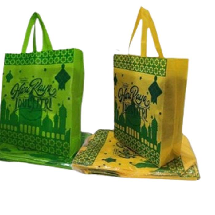 

6UU✻ 1 Lusinan / 12 pcs Tas Kain Spunbond Goodie Bag Tulisan Custom Sablon Lebaran Idul Fitri 2022 Kantong Belanja sembako Goodybag Bingkisan Souvenir snack, hampers paper bag Hantaran Kue kering Ukuran Kecil Besar Jumbo 25x35 30x40 38x45 & 35x40x12 TERB