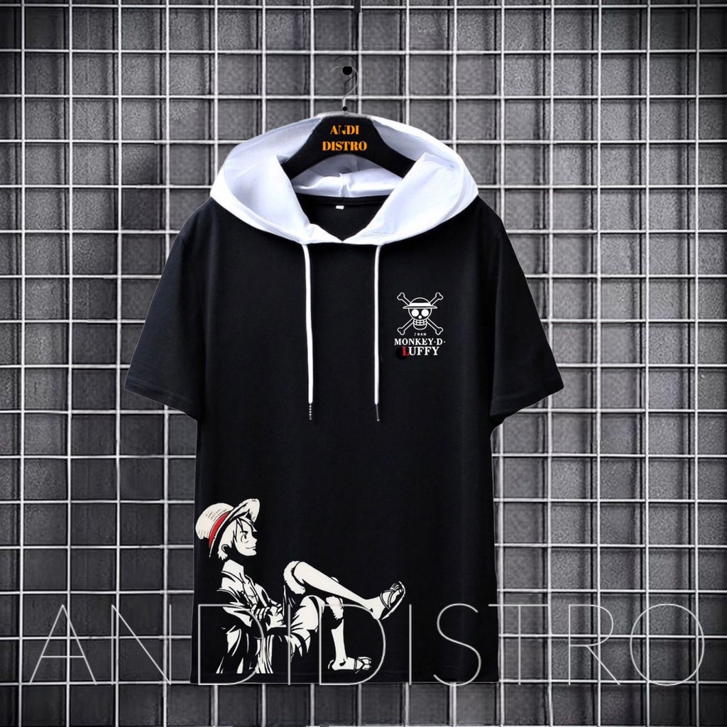 Kaos hodie one piece terlaris/ kaos hodie sablon lutfi one piece/kaos hodie pria sablon murah / kaos