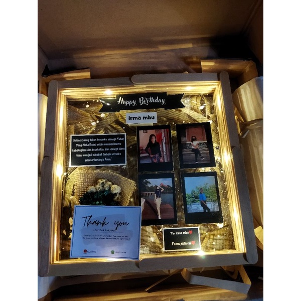 Bisa COD Square flower in frame/room decor/kado unik, kado ulang tahun,  pernikahan+Bunga kering/kado murah-1