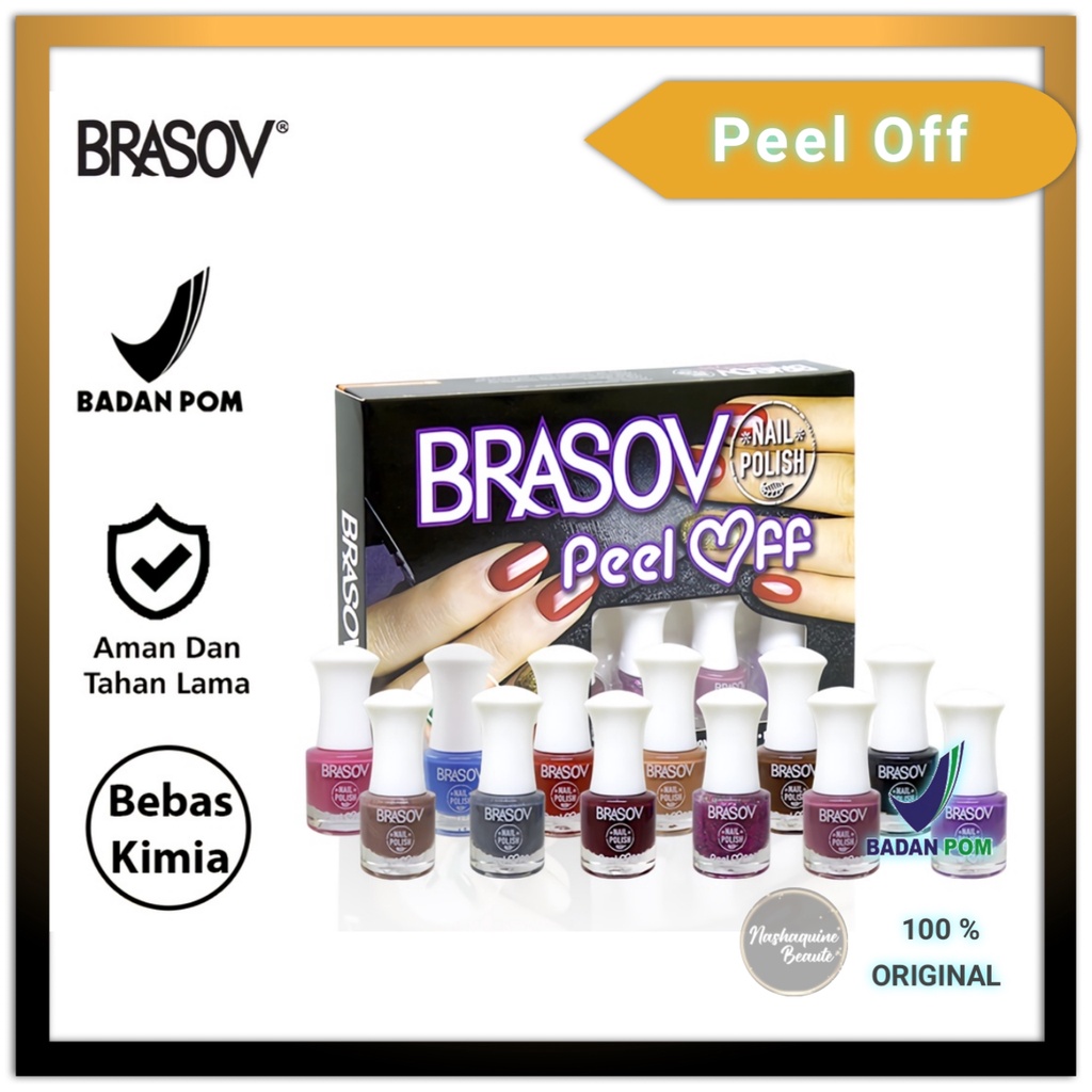 Brasov Peel Off (Random) | Kutek | Nail Polish | BPOM | Sholat | Cat kuku