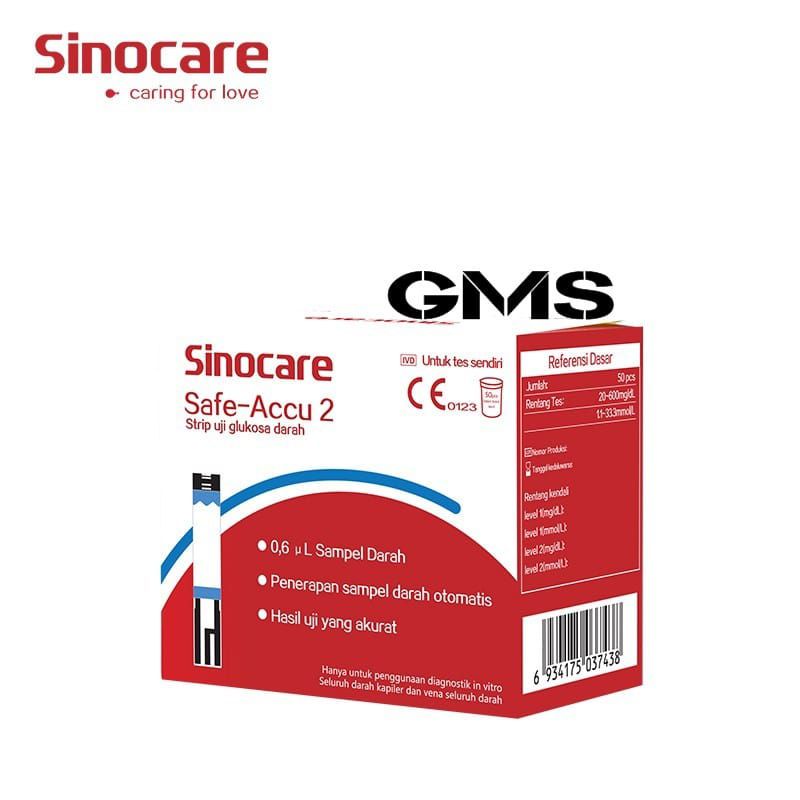 Alat Cek Gula Darah Sinocare Safe Accu 2 Lengkap (  Bonus 50 Strip + 50 Lancet )