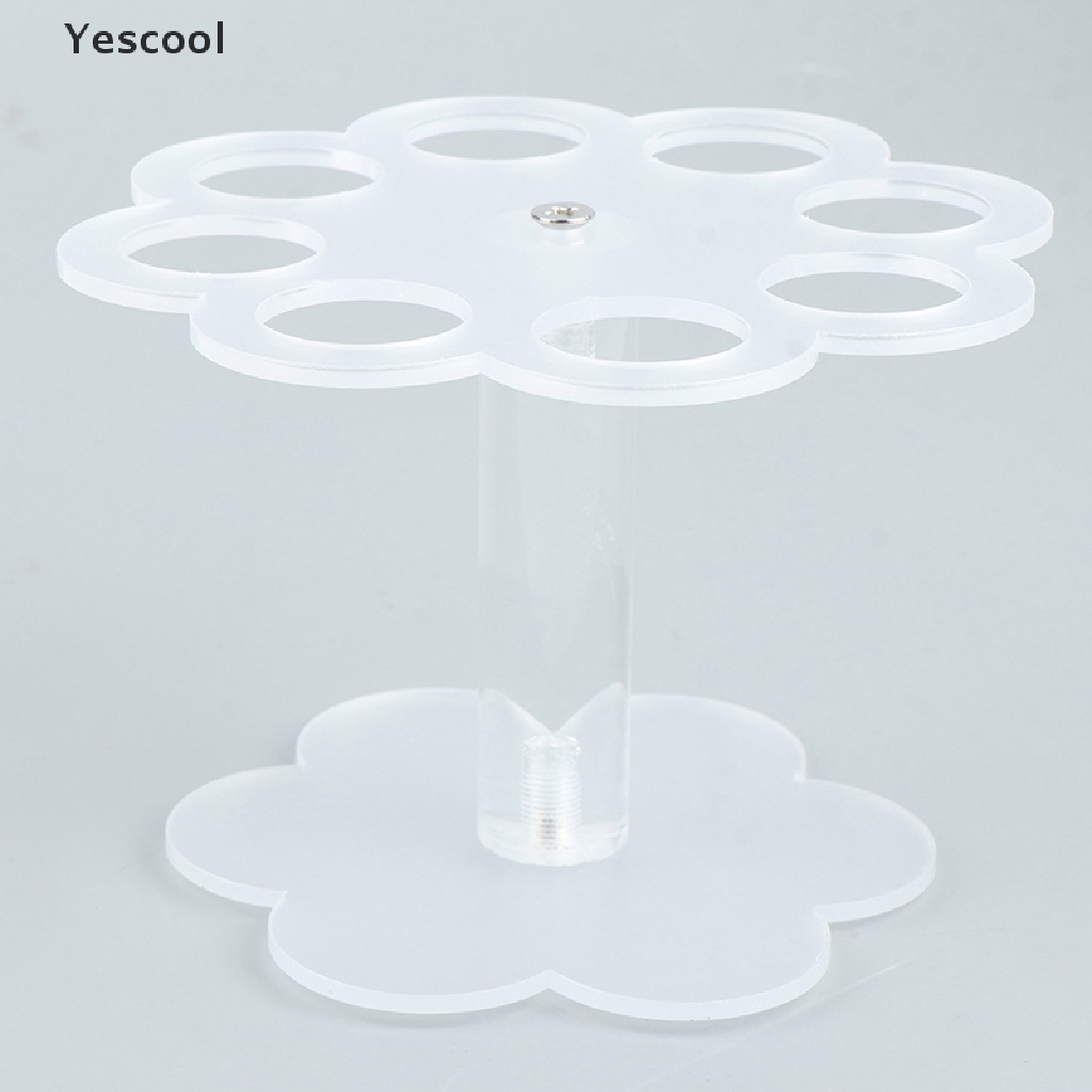 Yescool 1pc Stand Holder Cone Es Krim 8 Lubang Bahan Akrilik Transparan