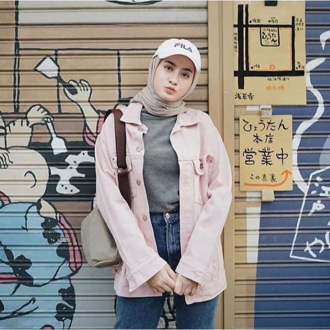 BARANG MURAH OVERSIZED JACKET JEANS DENIM ZARA JAKET PINK BIO BLITZ TEBAL IMPORT - PINK