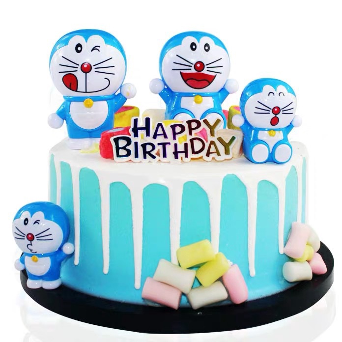 4Pcs Topper Kue Desain Kartun Doraemon untuk Dekorasi Kue