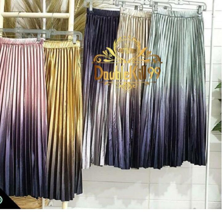 ♦ GROSIR ROK IMPORT / ROK GRADASI BLUDRU PLISKET PANJANG IMPOR ☛