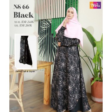 Gamis Nibras NS 66 Black / Gamis Nibras / Gamis Warna Hitam / Gamis Terbaru / Gamis Elegan / Gamis B