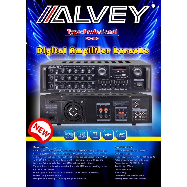 AMPLIFIER ALVEY DV-100 DIGITAL AMPLIFIER KARAOKE